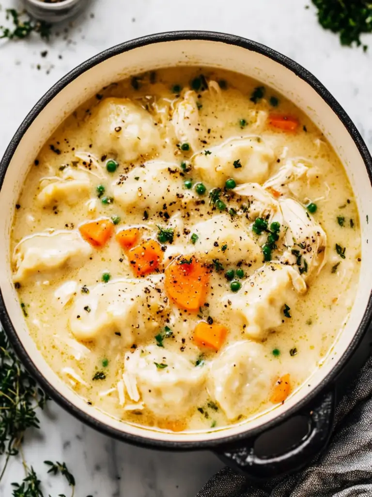 One Pot Chicken Dumpling Soup