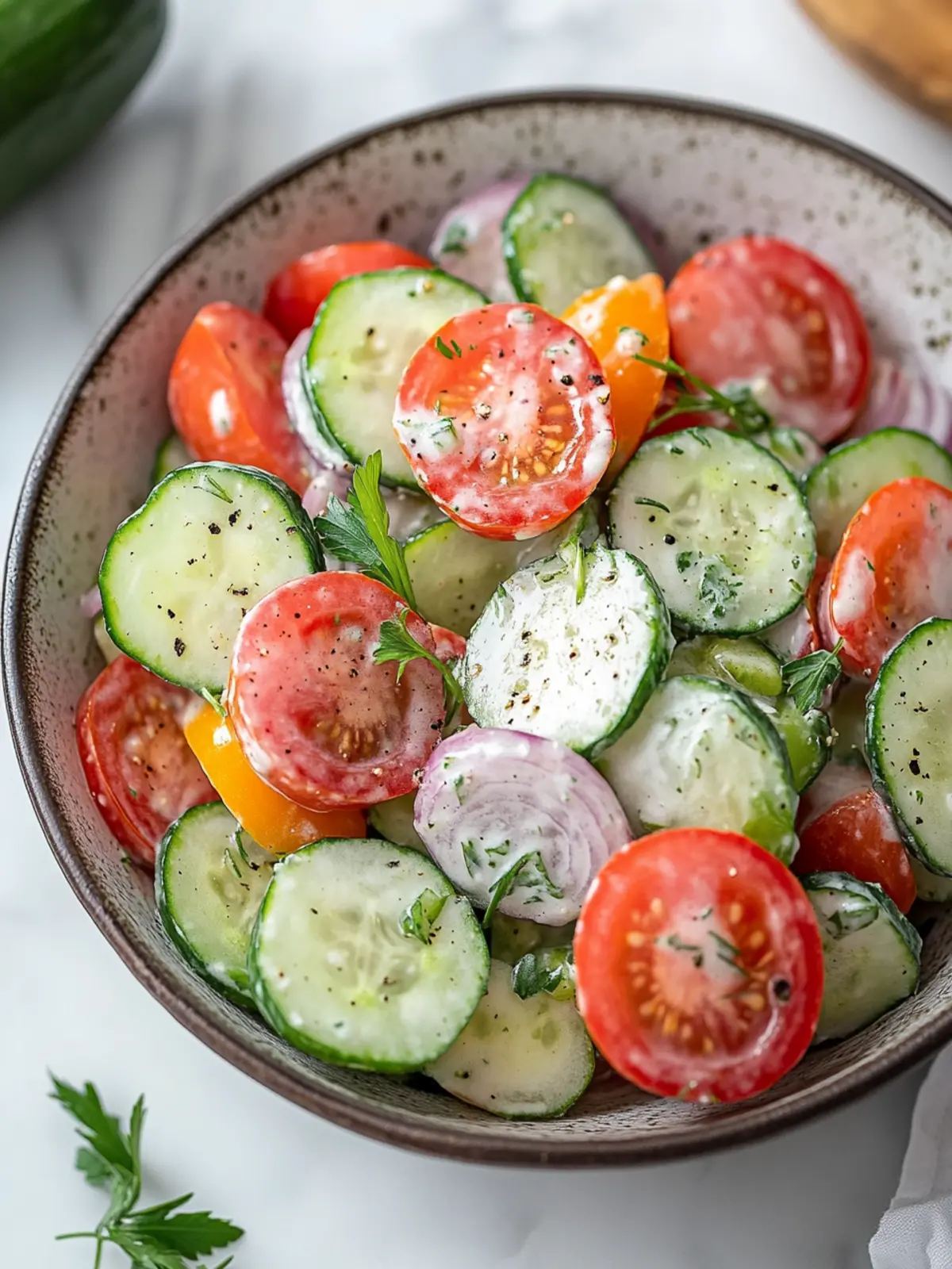 Creamy Cucumber Tomato Salad That Dances on Your Taste Buds 4 Creamy Cucumber Tomato Salad
